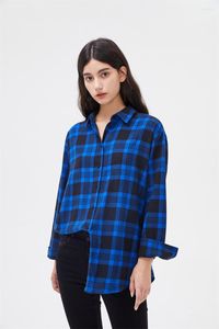 Women's Blouses 2022 Spring Autumn Women Shirts Flannel Loose Oversized Female Tops BF Korean Style Blusas Plaid Checked Europe