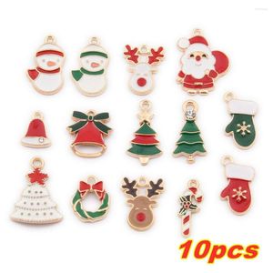 Decoraciones navide￱as 10 piezas Campanas artesanales hechas a mano Pulseras de aretes que hacen esmalte Santa Claus Posting Tree Encantos