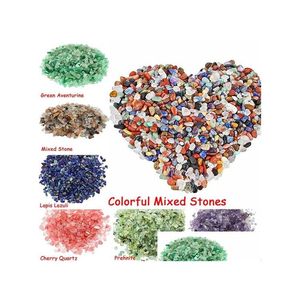 Jade 20 Colors Natural Crystal Diy Beads Mixed Stones Tumbled Chips Crushed Stone Healing Jewelry Making Home Decoration 30G Drop Del Dhzgx