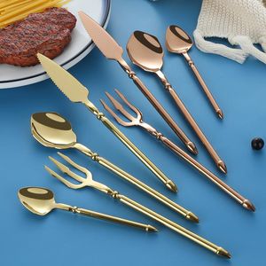 Geschirr-Sets, 4-teilig, 304 Edelstahl, westliches Geschirr-Set, Harpunenform, Steakmesser, Besteck, Gabel, Kaffeelöffel, spülmaschinenfest