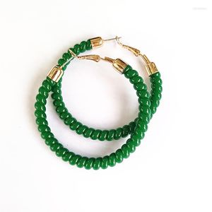 Brincos de aro Ujbox Wholesale Creative Korea Spiral Curly For Women Green Pink Blue Twist Party Holiday Jewelry Gift