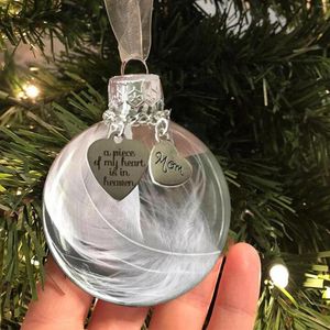 Party Decoration Angel Feather Heart Pendant Ball Christmas Tree Ornament Family Memorial Ornaments For Loss Of Loved One G G5s8