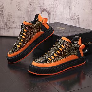 New Luxury Charming Men Shoes Showy Rhinestone Casual High Top Shoes Flats Male Designer Prom Sneakers Loafers Zapatos Hombre