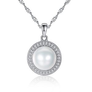 Pearl Necklace S925 Silver Micro Set Zircon Round Twisted Chain Pendant Halsband Europeiska kvinnor Fashion Collar Chain Valentine's Day Gift Wedding Party Jewelry SPC