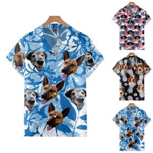 Men's Casual Shirts Beach Attire Men Mens Printed Hawaiian Short Sleeve Button Down Long Top