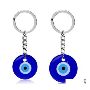 Key Rings Turkish Evil Blue Eye Keychain Car Ring Amet Lucky Charm Hanging Pendant Jewerly Drop Delivery Jewelry Dhl2U