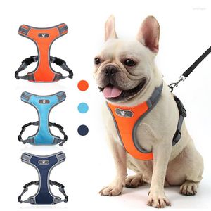 Dog Collars Cat Harness Adjustable Vest For Large Dogs Collar Polyester Mesh Chest Strap Type Reflective Ropes