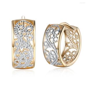 Hoop Earrings Exquisite Filigree CZ For Women Champagne Golden Hollow Clip Pendant Zircon Lady Girl Gift Party Jewelry