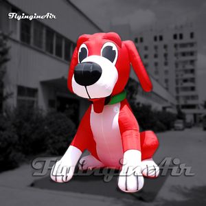 Niedliches großes rotes aufblasbares Hundeballon-Cartoon-Tiermodell, luftgeblasenes Welpenmodell mit herausgestreckter Zunge für Werbeshow