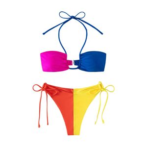 Designer Mulheres Swimwear Designer Mulheres Duas Peças Sexy Biquíni Múltiplas Cores Colidem Lace-Up Swimwear QJ1428 Moda Sporty Beach Terno Maiô 7KDT