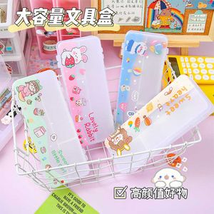 Cute Cartoon Double Layer Pencil Case Large Capacity Creative Box Desktop Storage School Supplies Kawaii