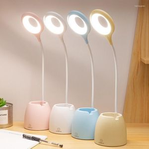 Luci notturne Lampada da tavolo da scrivania Led USB Touch Light Dimmerazione continua Protezione degli occhi Apprendimento Portapenne con staffa multifunzione