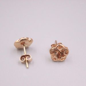 Серьги-грибы AU750 Real Pure 18K Rose Gold Женский подарок полой цветок 1,6-1,7 г