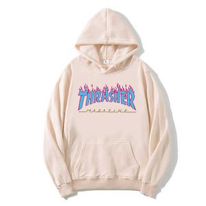 Thrasher Hoodie Man Hoodie Casual Designer Sweatshirt Man Women's Hooded Thrasher Print Sweatshirt Luxury Warm 895