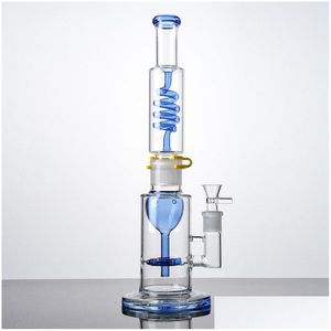 Rökande rör Blue Green Big Hookahs Glass Bong Condolence Percolator 18mm Female Joint Oil Dab Rigs Perc Water Bongs With Bowl WP22 DHYCB