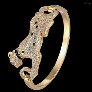 Bangle Zlxgirl Luruxy Brand Jet Enamel Leopard Woman Jewelry Of Jubileum Gifts Perfekt kubik Zircon Gold Armband Bijoux