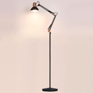 Lampy podłogowe Firvre Black Retro metalowa lampa ramię regulabowana