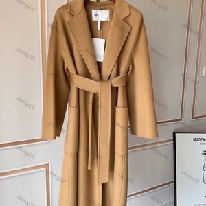 Max Women's Wool Coat Designer Giacca antivento Winter Warm Parker Cappotti High Edition Addensato Water Ripple Scollo a V Giacca a vento Gonna tunica