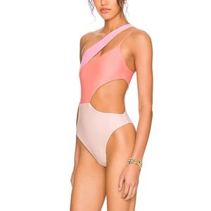 여자 원피스 수영복 섹시한 비키니 스 플라이 싱 1 어깨 중공 디자인 디자인 수영복 QJ2029 여름 패션 스포티 한 해변 정장