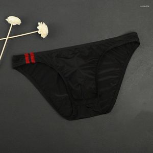 Underpants Men's Sexy respirável roupas íntimas, veja através de cuecas lingerie baixa lingerie boxer de seda de gelo confortável