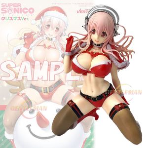 Fingerspielzeug Super Sonico kniend Weihnachten Ver Sexy japanisches Anime-Mädchen 17 cm PVC-Actionfigur Erwachsene Hentai-Sammlung Modellpuppenspielzeug Geschenk