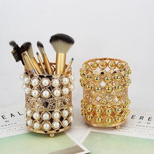 F￶rvaringsl￥dor 1pc Pearl Brush Tube Makeup Organisera nagelverktyg Desktop Cosmetic Pen Holder Home Decor