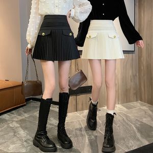 Damen-Faltenrock aus Wolle mit hoher Taille und Sicherheitsshorts in Übergröße SMLXL