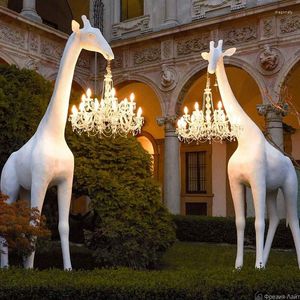 Floor Lamps Post Modern Tall Giraffe Lamp Black/White Large Standing Luxury Fibre Glass For El Hall Lobby Wall