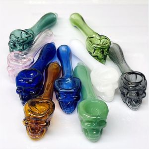 Pyrex Oil Burner Pipes Thick skull Smoking Hand spoon Pipe 3.93 inch Tobacco Dry Herb For Bong Glass Bubbler