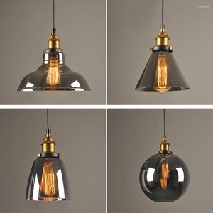 Lâmpadas pendentes Restaurante Loft Lights Industrial Smoky Glass Vintage Lighting Retro Cafe Bar Lamp e27