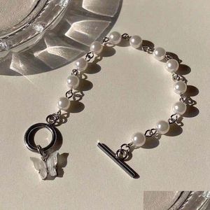 Perline Ins Bracciale Corea Fata Ciondolo Farfalla Perla Gelang Tangan Perempuan Per Donna Retro Fidanzata Studente Regalo Gioielli Goccia Dh5Mo