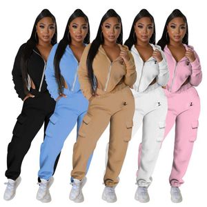 Autumn Women Tracksuits Sexig Plaid 2pc Pant Suit Stretchy High Neck Long Sleeve Crop Top Long Slim Pantsuit Party Two Piece Outfits