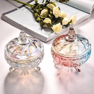 Förvaringsflaskor bärnsten kristallburkar kreativa utsökt klart glas kök skrivbordsdekoration praktisk täckning mellanmål godis