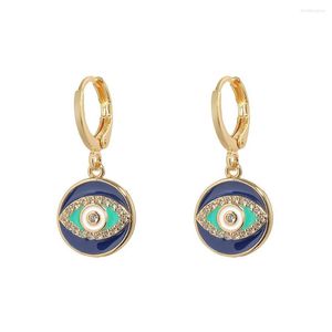 Hoop Earrings Y2K Blue Eye Earring Mini Enamel Evil Pendant 2022 Trend Gold Color Ear For Women Turkish Lucky Jewelry Gifts
