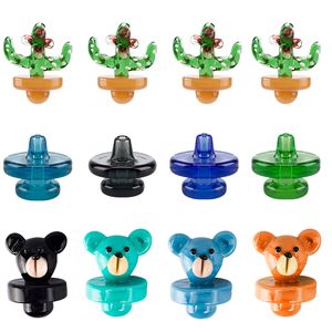 CAZH002 Rökning Pipe Carb Cap Dab Rig Glass Water Bong Quartz Banger Nail Tool Colorful Cactus Bear Style Caps OD 25mm/26mm 2 Styles