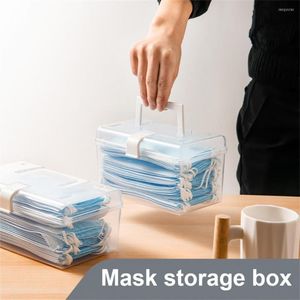 Förvaringslådor Portable Mask Box Hushåll med lock Makeup Organisatörer Sundries Cosmetic Transparent Finish Home Organization