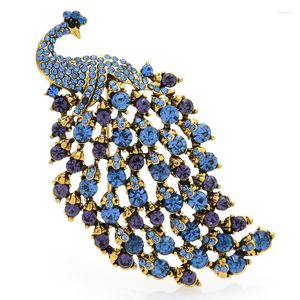 Brooches Wuli&baby Normal Size Peacock For Women Rhinestone 4-color Beauty Bird Party Office Brooch Pin Gifts