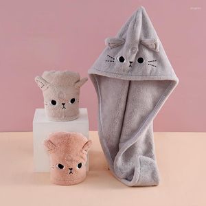 Towel Dry Hair Cap Water Absorbing Coral Wool Cute Cartoon Pattern Facial Headband Makeup Remover