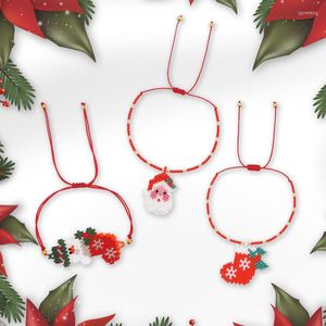 Braccialetti con ciondoli Braccialetto fatto a mano di Natale Babbo Natale Calzino pupazzo di neve Regalo di festa multicolore Collezione stagionale Famiglia invernale Perline Miyuki