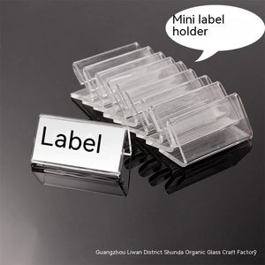 Mini Sign Display Holder Price Card Tag Label Counter Top Stand Case 2x4 cm Märkning Tagga leveranser L Form Clear Acrylic