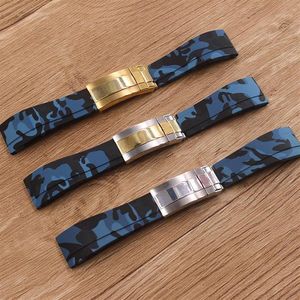 2021 Watch Accessories Waterproof Camo Rubber Silicone Strap 20mm Wristband Mens Band1222f