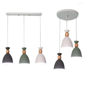 Pendelleuchten, moderne LED-Leuchten, E27-Lampen, Holzmast, Aufhängung, einfach, nordisch, für Restaurant, Esszimmer, Wohnzimmer, Kronleuchter