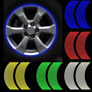16st/set 18 tum remsor Motorcykelbil Rim Stripe Wheel Decal Tape Sticker mycket reflekterande Material Trafiks￤kerhet Reflektera