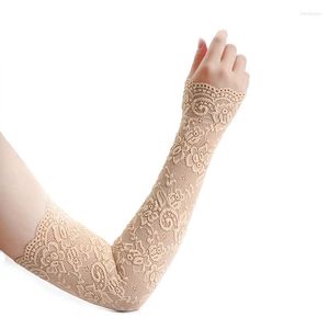 Knee Pads Long Lace Hollow-Out Fingerless Gloves Sun Protection Sleeves Mesh Ice Thin Cycling Mitten Summer Liturgy Women Sexy
