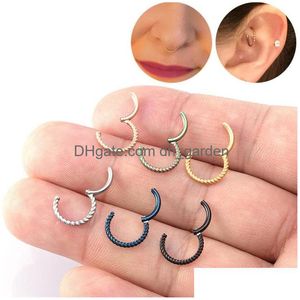 Näsringar Studs Alisouy 1pc 810mm 16G Rostfritt stål Hängad segment Klickarring Septum Piercing Helix Broske Daith T DHGARDEN DHMH4