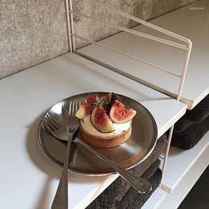 Teller Cutelife Industrial Style Silber Runde Metallplatte K￼che Obst Sushi St￤nder f￼r Kuchen Dessert Snack kleine Hochzeit
