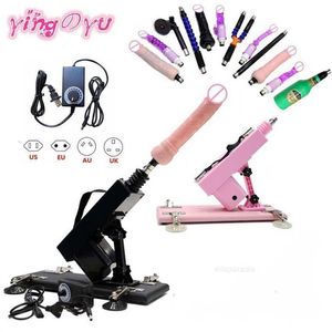 Sex Toys massager Powerful Motor Machine for Women and Men Female Vibrator with Nozzles Adjustable Automatic Telescopic Gun