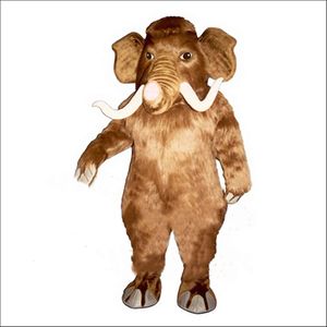 Costume da mascotte elefante con capelli lunghi Animali pelosi Abiti da festa Vestito operato Tuta da esterno Abiti da parata di Natale di Halloween