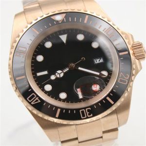 44MM Automatic Gold Stainless Steel Bracelet Date Mens Watches Top 2813 Black Dial Ceramic Top Ring Luminous Hands Sapphire Mechan187b