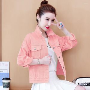 Frauenjacken Hohe Qualität Kurze Denimjacke Frauen Koreanische Rosa Schwarz Jeans Mantel 2022 Frühling Herbst Femme Top Lose Weibliche Kleidung G982